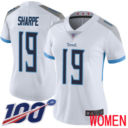 Tennessee Titans Limited White Women Tajae Sharpe Road Jersey NFL Football #19 100th Season Vapor Untouchable